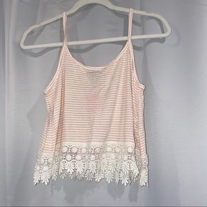 FOREVER 21 striped crop top with lace bottom